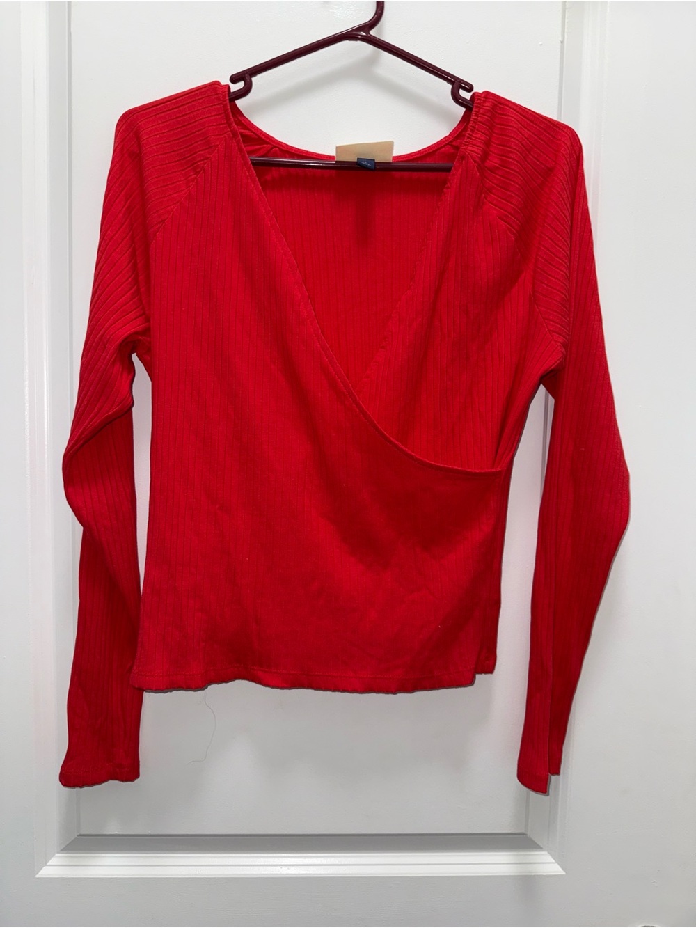 Target Universal Thread Red Ribbed Wrap-Front Women's Top